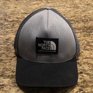 The North Face Gray Front Black Brim Mesh Trucker Hat